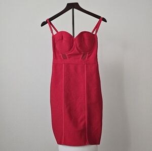Bebe Chrissy Bandage bodycon red sexy classy mini dress S